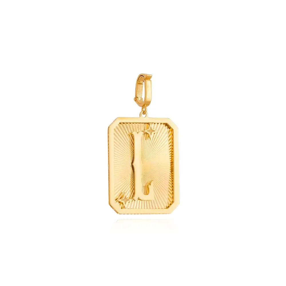 Yellow Gold Initial Medal Pendant