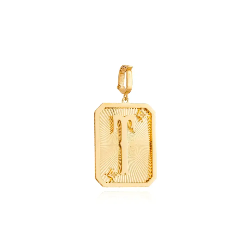 Yellow Gold Initial Medal Pendant