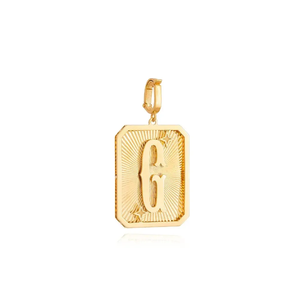 Yellow Gold Initial Medal Pendant
