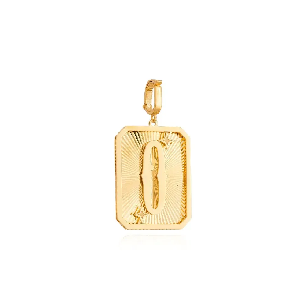Yellow Gold Initial Medal Pendant