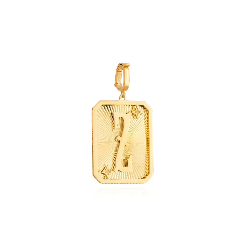 Yellow Gold Initial Medal Pendant